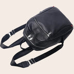 Sac à dos ordinateur en cuir noir, 32 x 12 x 42 cm