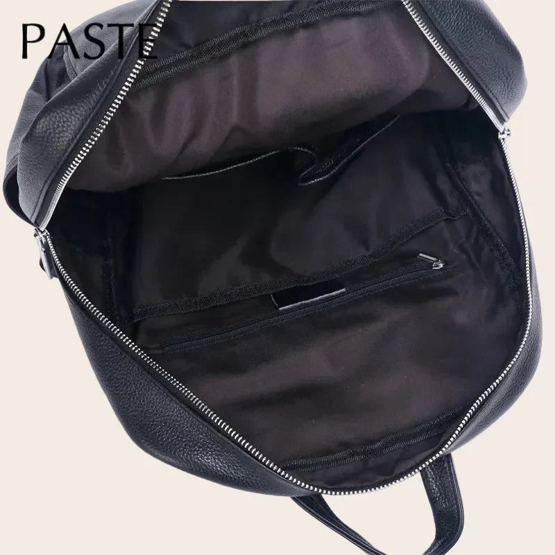 Sac à dos ordinateur en cuir noir, 32 x 12 x 42 cm