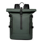 Sac à dos roll top imperméable, volume réglable de 20 à 27 L, vert