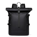 Sac à dos roll top imperméable, volume réglable de 20 à 27 L, noir