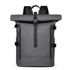 Sac à dos roll top imperméable, volume réglable de 20 à 27 L, gris
