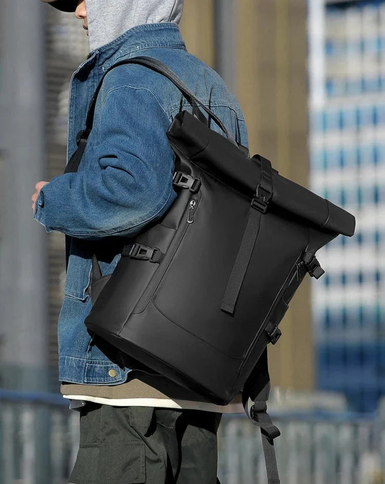 Sac à dos roll top imperméable, volume réglable de 20 à 27 L