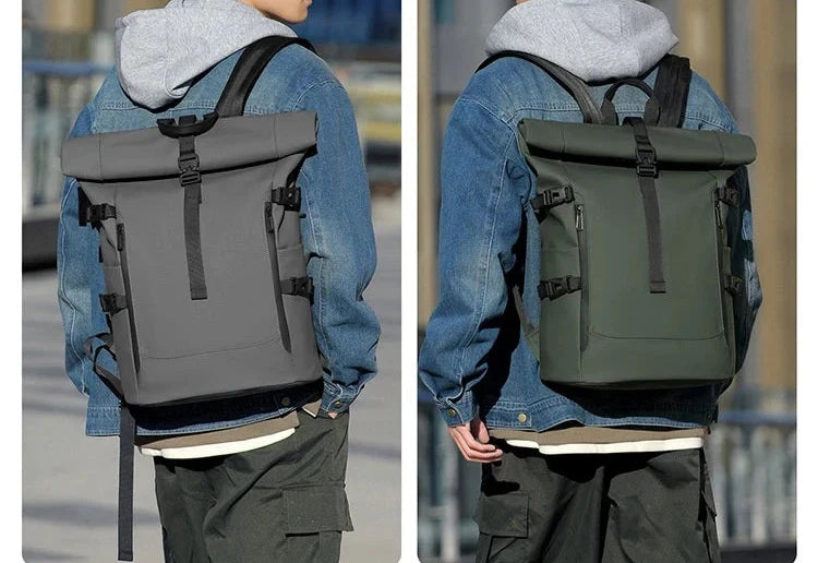 Sac à dos roll top imperméable, volume réglable de 20 à 27 L