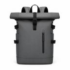 Sac à dos de voyage à fermeture enroulée, port USB, gris