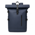 Sac à dos de voyage à fermeture enroulée, port USB, bleu