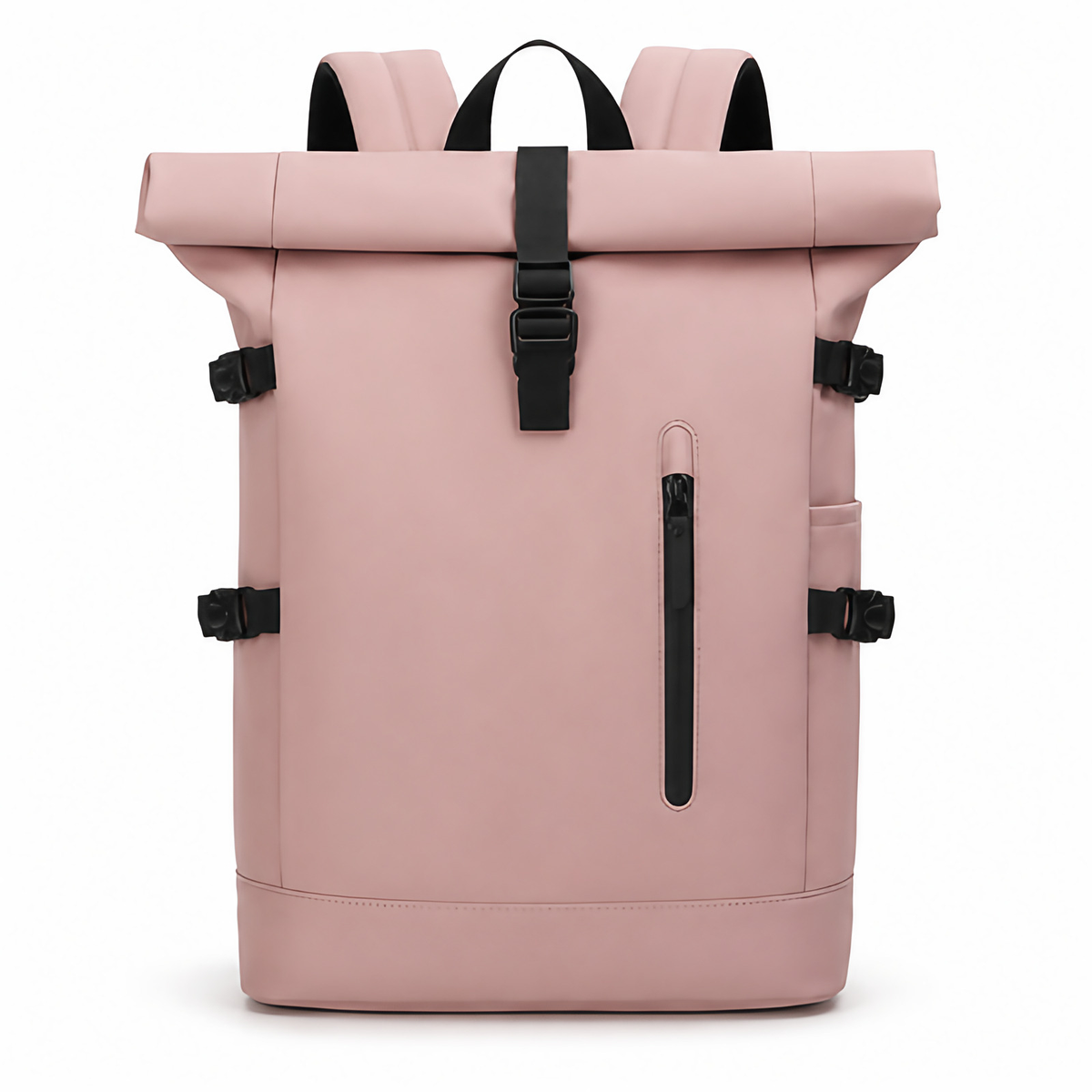 Sac à dos de voyage à fermeture enroulée, port USB, rose