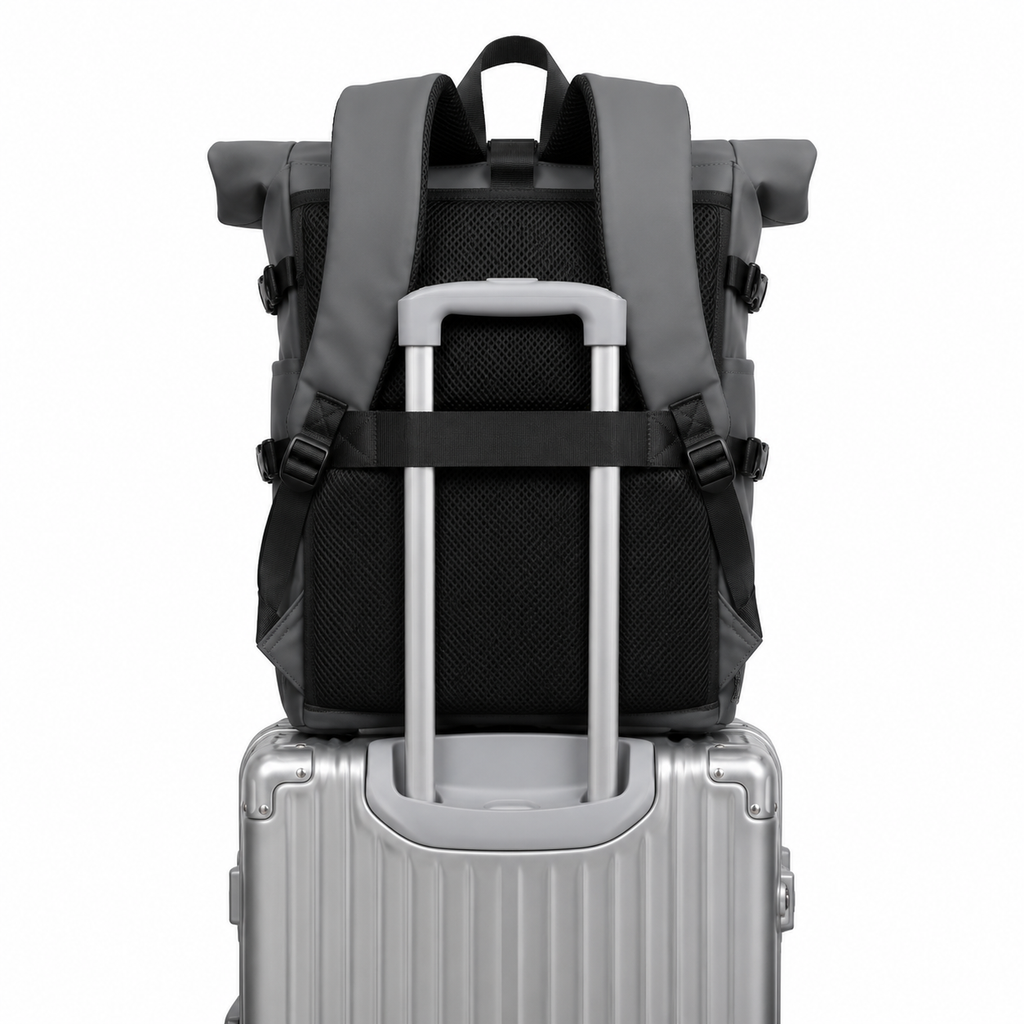Sac à dos de voyage à fermeture enroulée, port USB