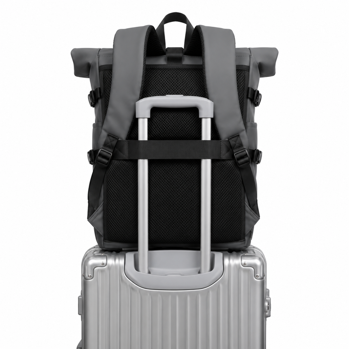 Sac à dos de voyage à fermeture enroulée, port USB