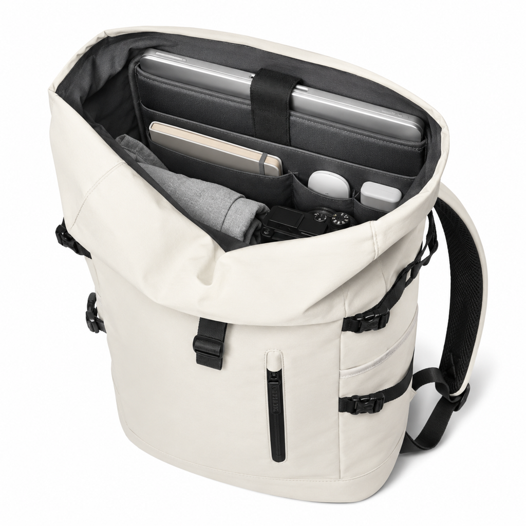 Sac à dos roll-top extensible de 20 à 30 litres, port USB
