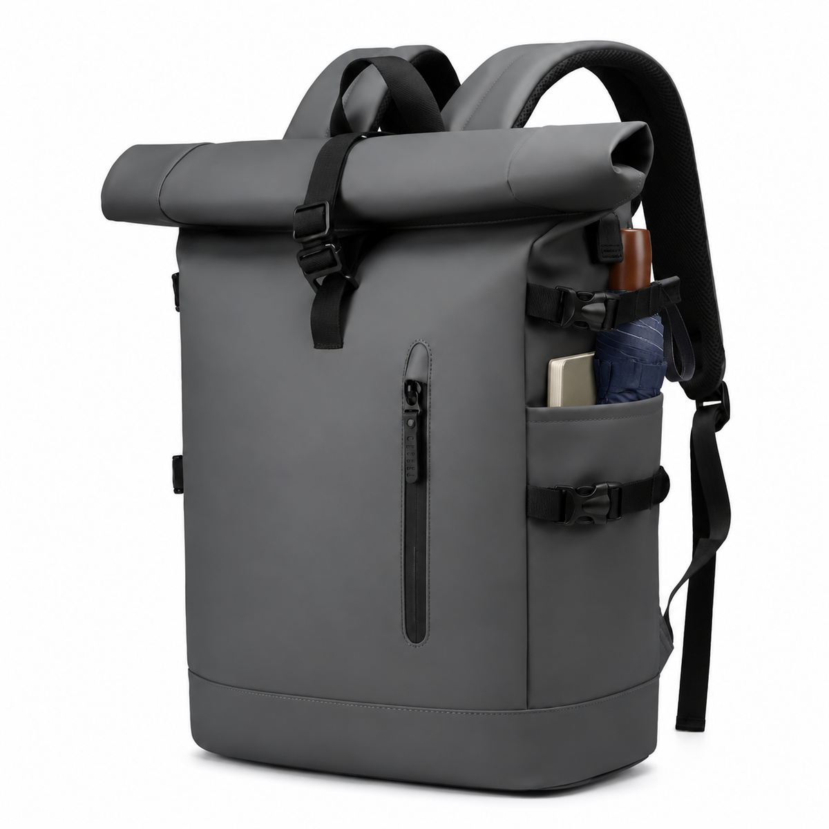 Sac à dos de voyage à fermeture enroulée, port USB
