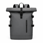 Sac à dos enroulable avec port USB pour les trajets, gris