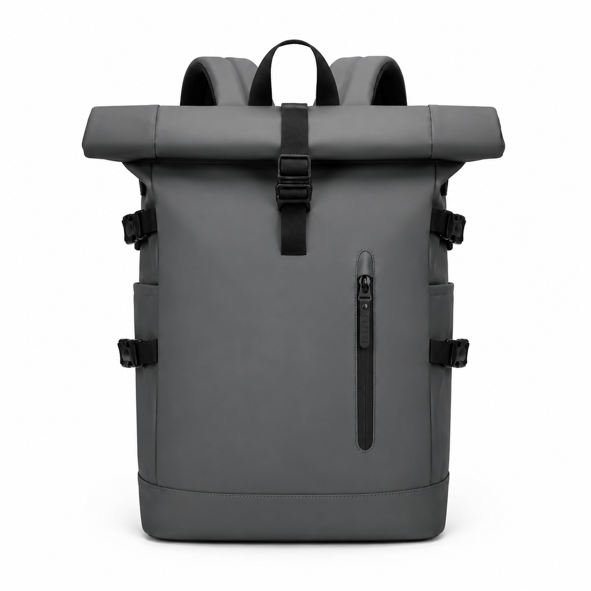 Sac à dos enroulable avec port USB pour les trajets, gris