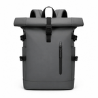 Sac à dos urbain roll-top homme et femme, port USB, gris