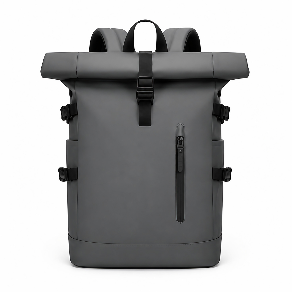 Sac à dos urbain roll-top homme et femme, port USB, gris