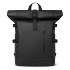 Sac à dos urbain roll-top homme et femme, port USB, noir