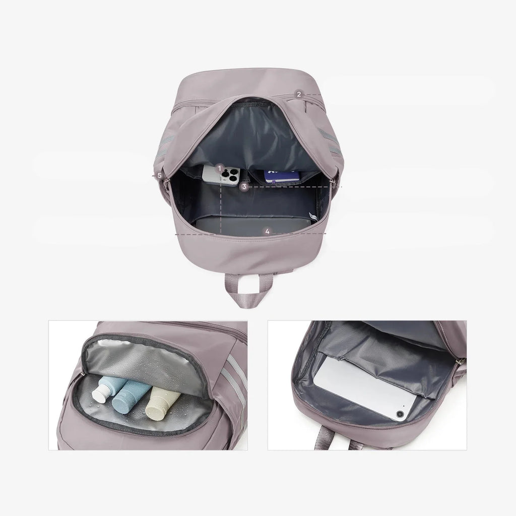 Sac à dos de sport femme en nylon, compartiment chaussures