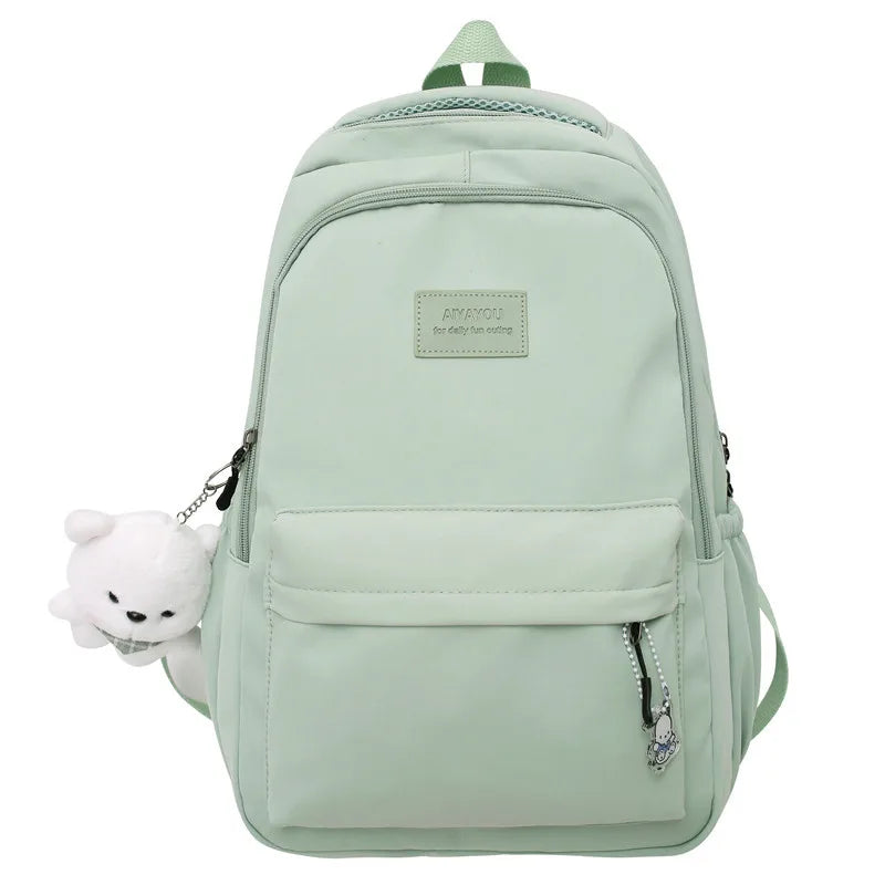 Sac à dos étudiant, poche ordinateur 13 pouces, tissu déperlant, vert