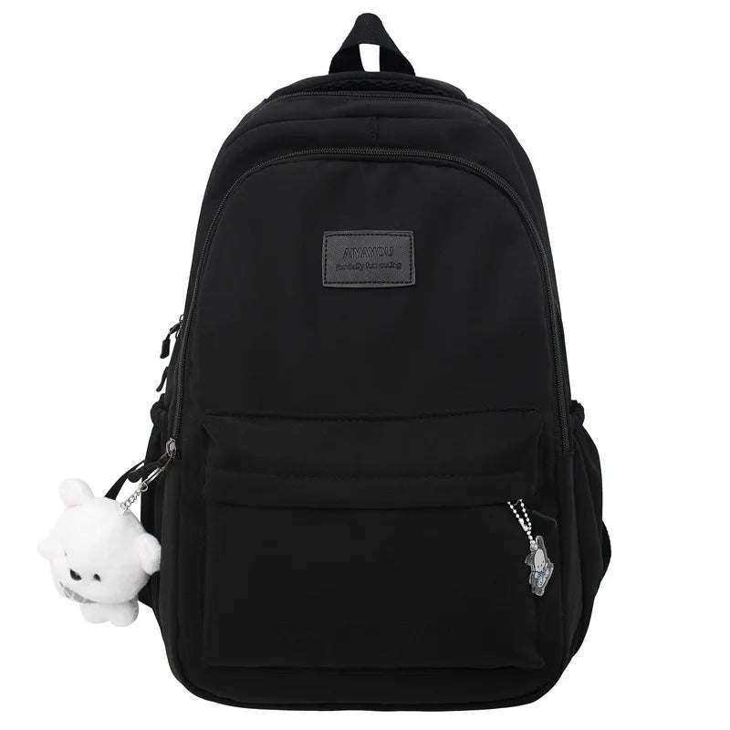 Sac à dos étudiant, poche ordinateur 13 pouces, tissu déperlant, noir