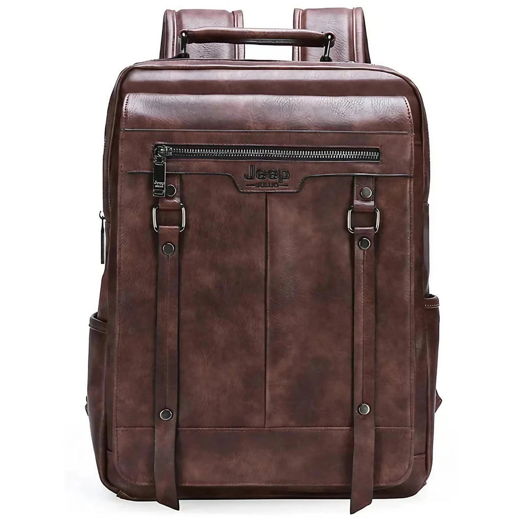 Sac à dos mixte pour ordinateur 15,6 pouces en cuir, noir ou café