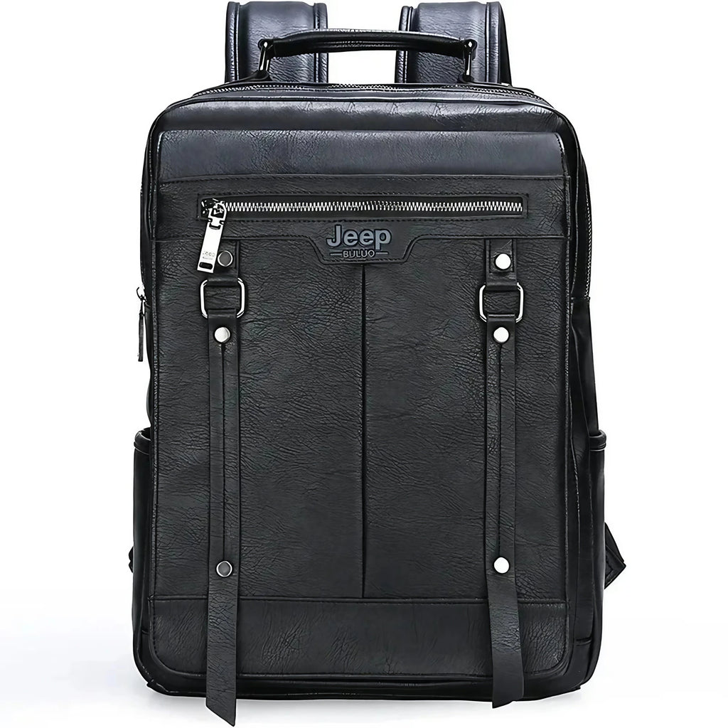 Sac à dos mixte pour ordinateur 15,6 pouces en cuir, noir ou café, noir