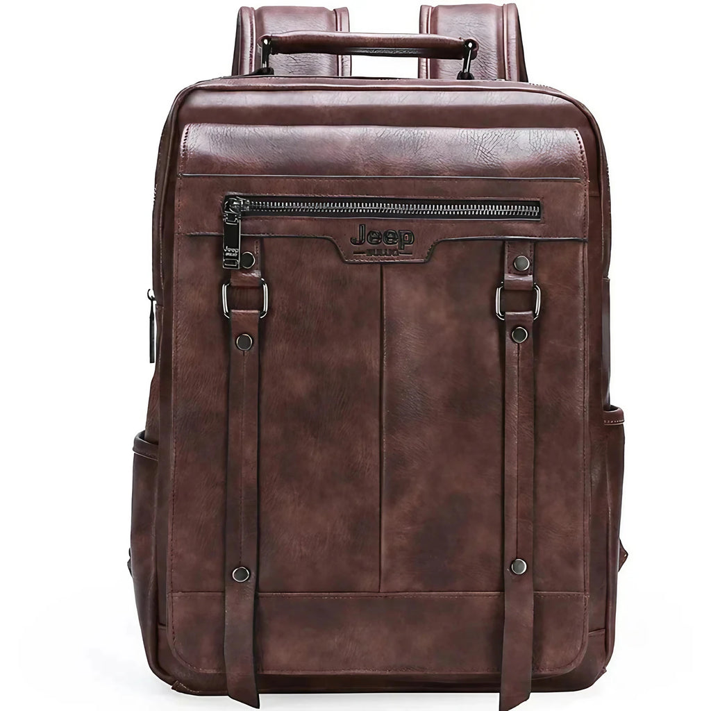 Sac à dos mixte pour ordinateur 15,6 pouces en cuir, noir ou café, café
