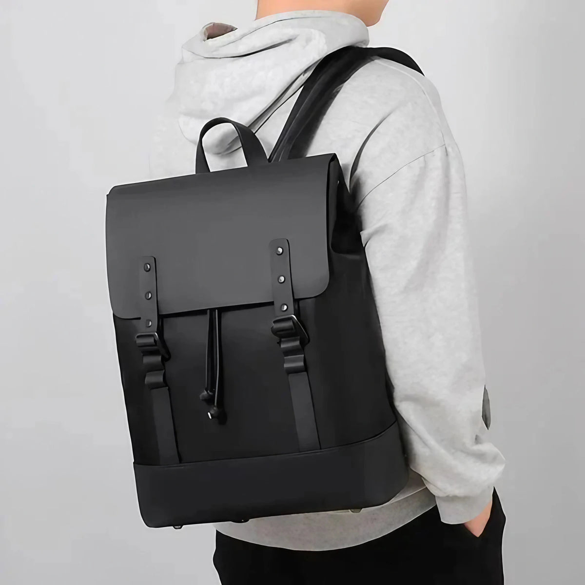 Sac à dos antivol unisexe en nylon imperméable, 14 pouces, noir