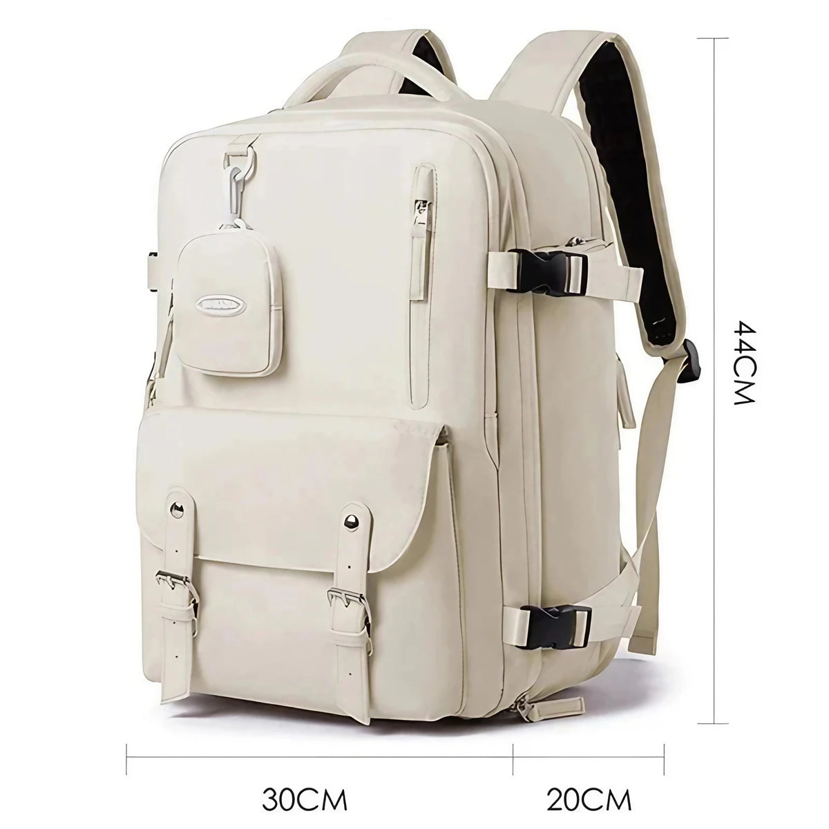 Sac à dos de voyage unisexe 40 litres, format cabine avion, blanc