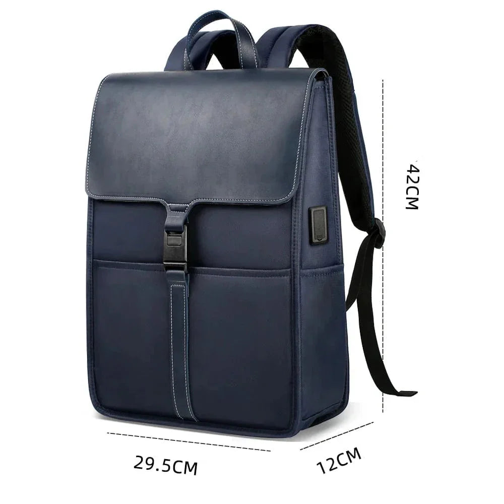Sac à dos ordinateur mixte avec port USB, 15,6 pouces, noir ou bleu, bleu