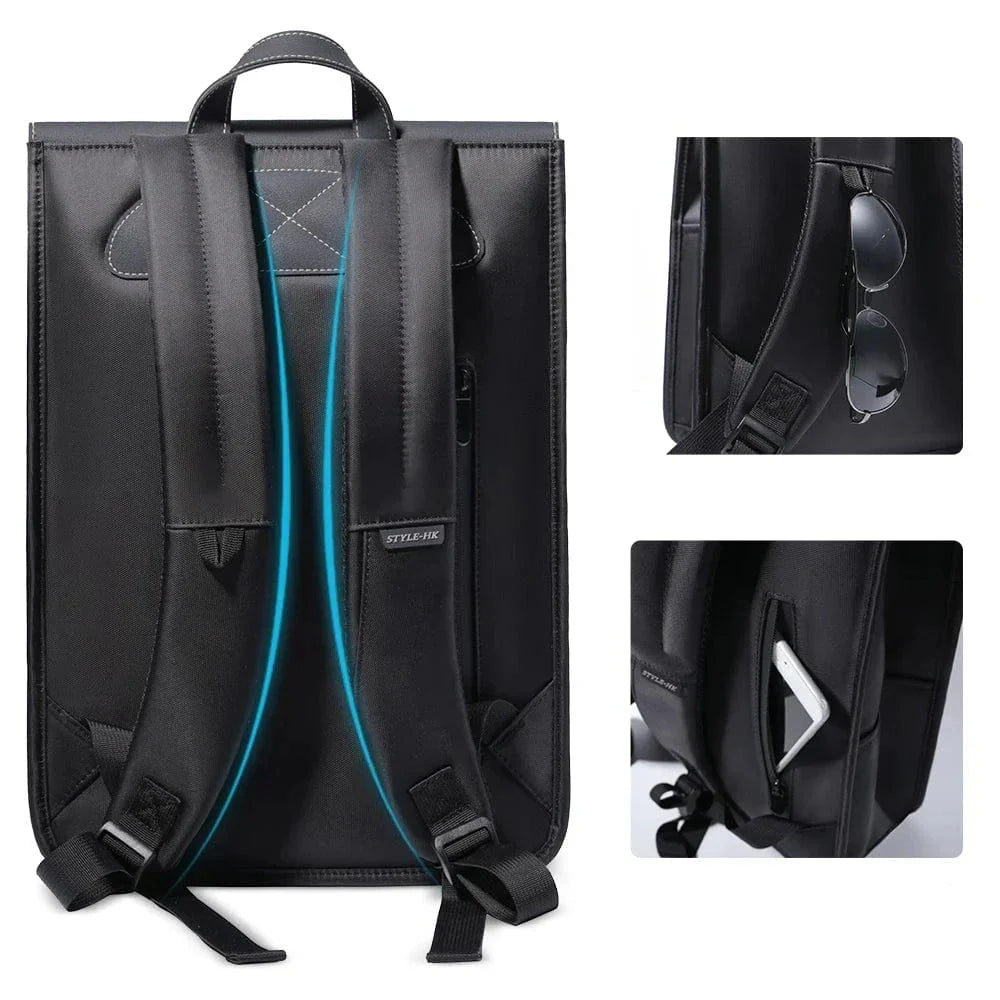 Sac à dos ordinateur mixte avec port USB, 15,6 pouces, noir ou bleu