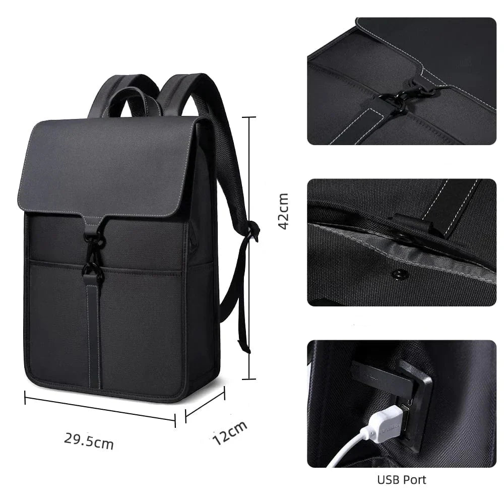 Sac à dos ordinateur mixte avec port USB, 15,6 pouces, noir ou bleu
