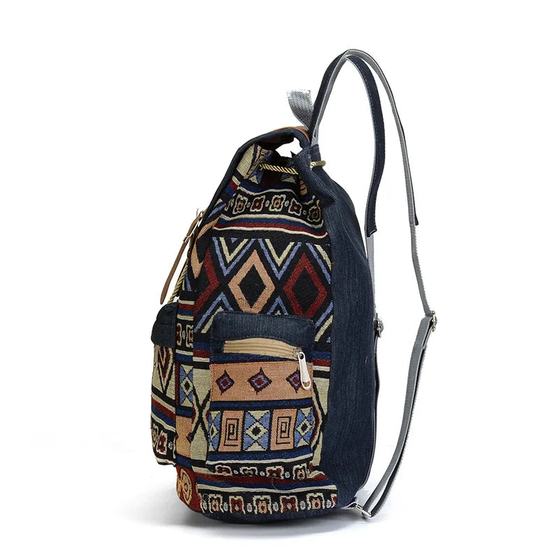 Sac à dos bohème femme en toile, motifs ethniques, quatre modèles