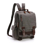 Sac à dos vintage femme en toile et similicuir, six coloris, gris
