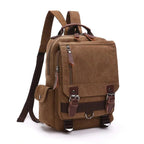 Sac à dos vintage femme en toile et similicuir, six coloris, café