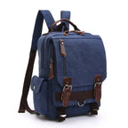 Sac à dos vintage femme en toile et similicuir, six coloris, bleu