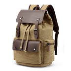 Sac à dos homme vintage en toile à rabat, compartiment ordinateur, beige