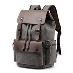 Sac à dos homme vintage en toile à rabat, compartiment ordinateur, gris
