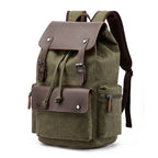 Sac à dos homme vintage en toile à rabat, compartiment ordinateur, vert