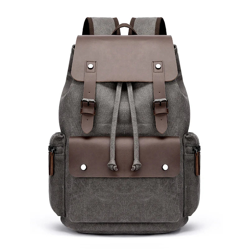 Sac à dos homme vintage en toile à rabat, compartiment ordinateur