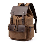 Sac à dos homme vintage en toile à rabat, compartiment ordinateur, marron