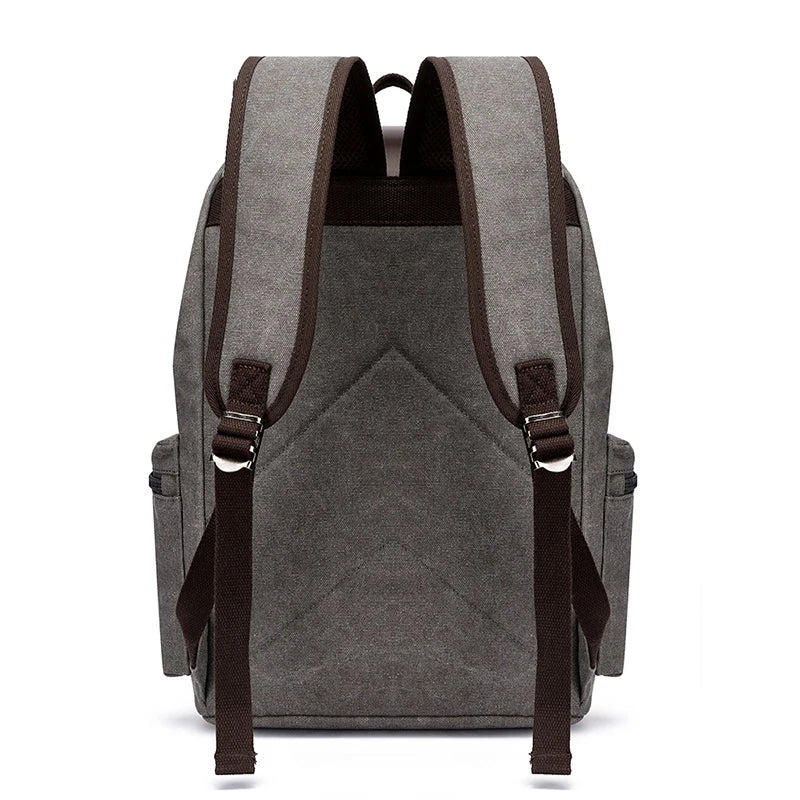 Sac à dos homme vintage en toile à rabat, compartiment ordinateur