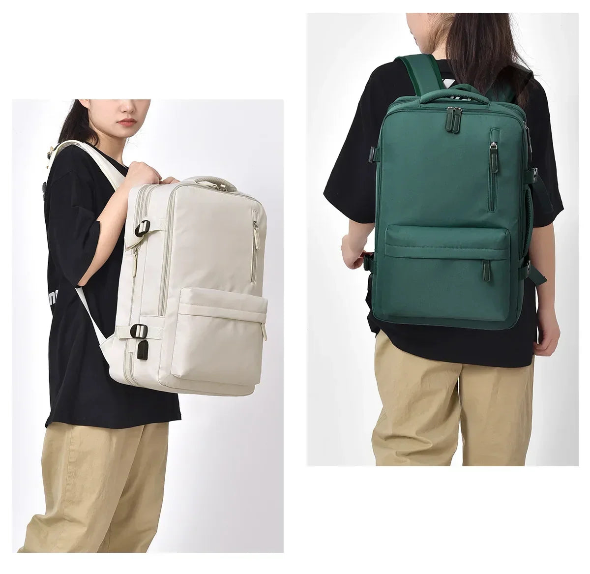 Sac à dos de voyage femme extensible, ouverture façon valise