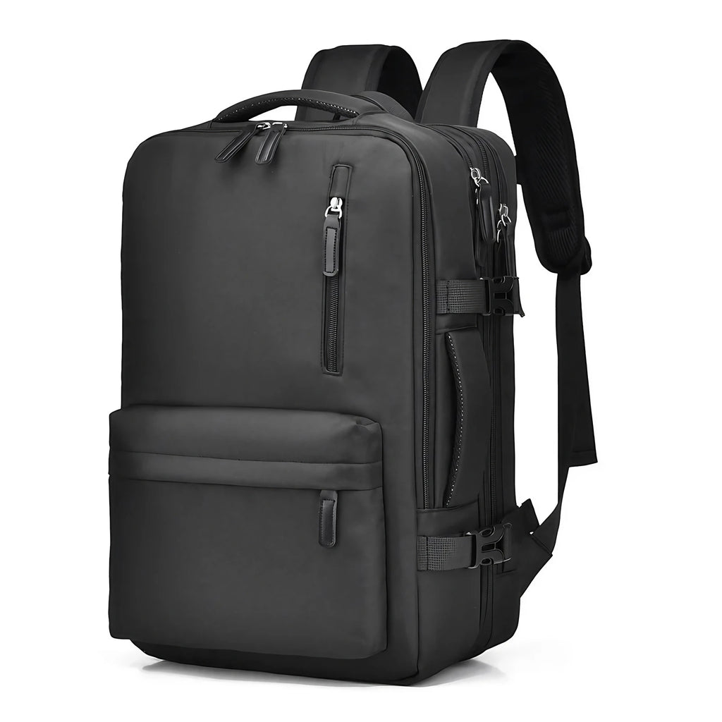 Sac à dos de voyage femme extensible, ouverture façon valise, noir