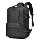 Sac à dos de voyage femme extensible, ouverture façon valise, noir
