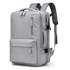 Sac à dos de voyage femme extensible, ouverture façon valise, gris