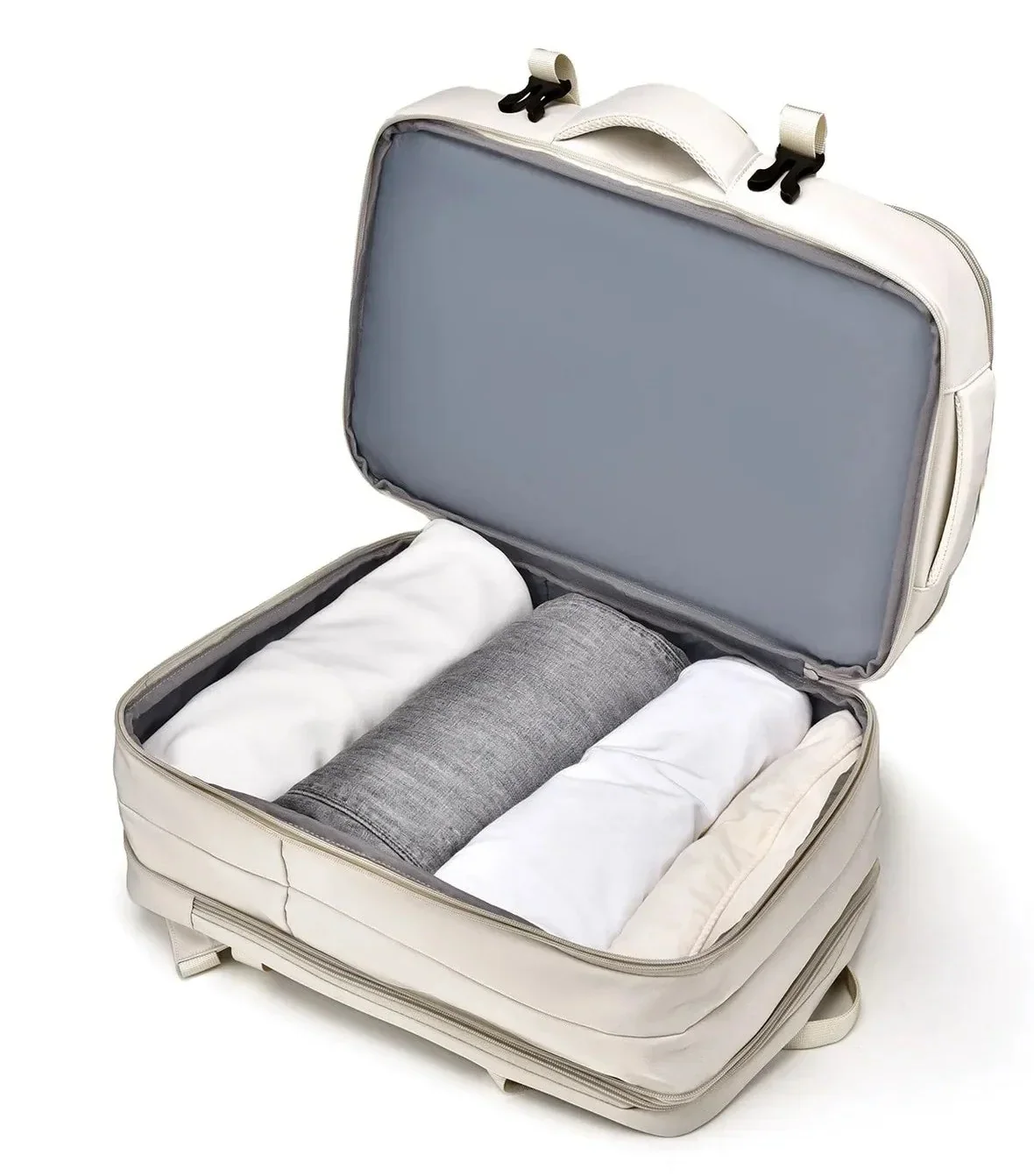 Sac à dos de voyage femme extensible, ouverture façon valise