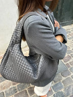 Sac porté épaule tressé souple, grand format 43 x 30 cm