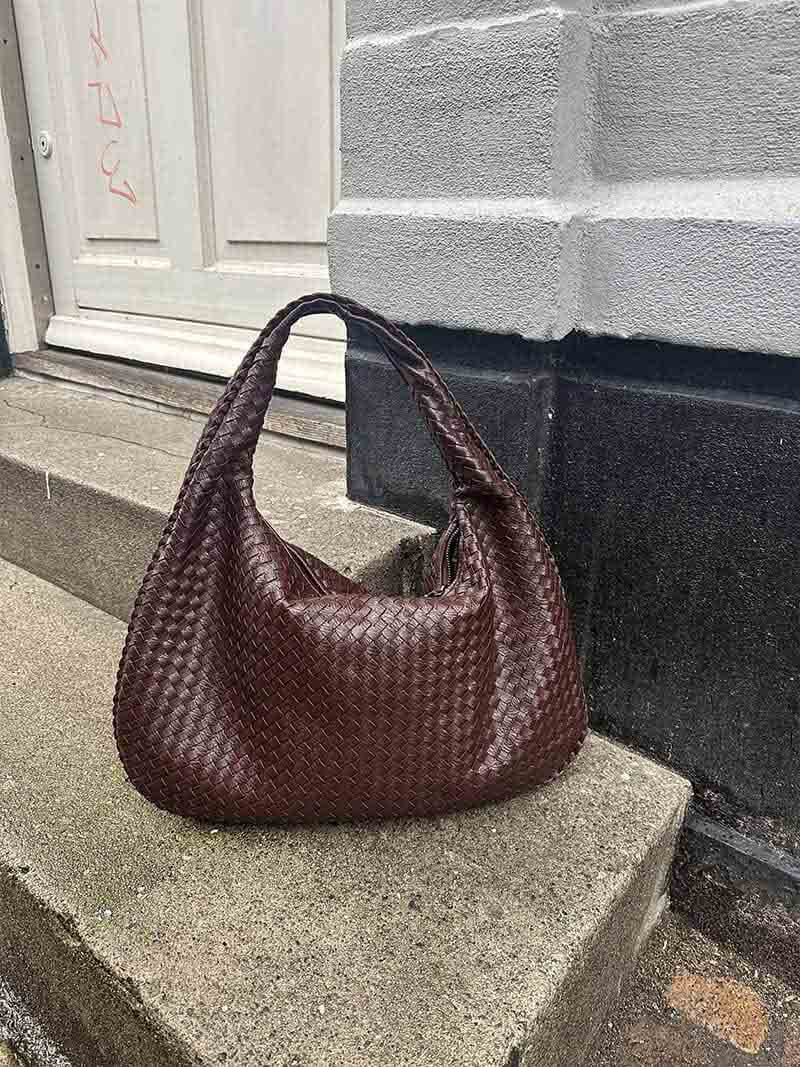 Sac porté épaule tressé souple, grand format 43 x 30 cm