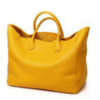 Sac fourre-tout femme en cuir, grande contenance, six coloris, jaune