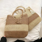 Sac en paille tressée femme zippé, doublure en coton