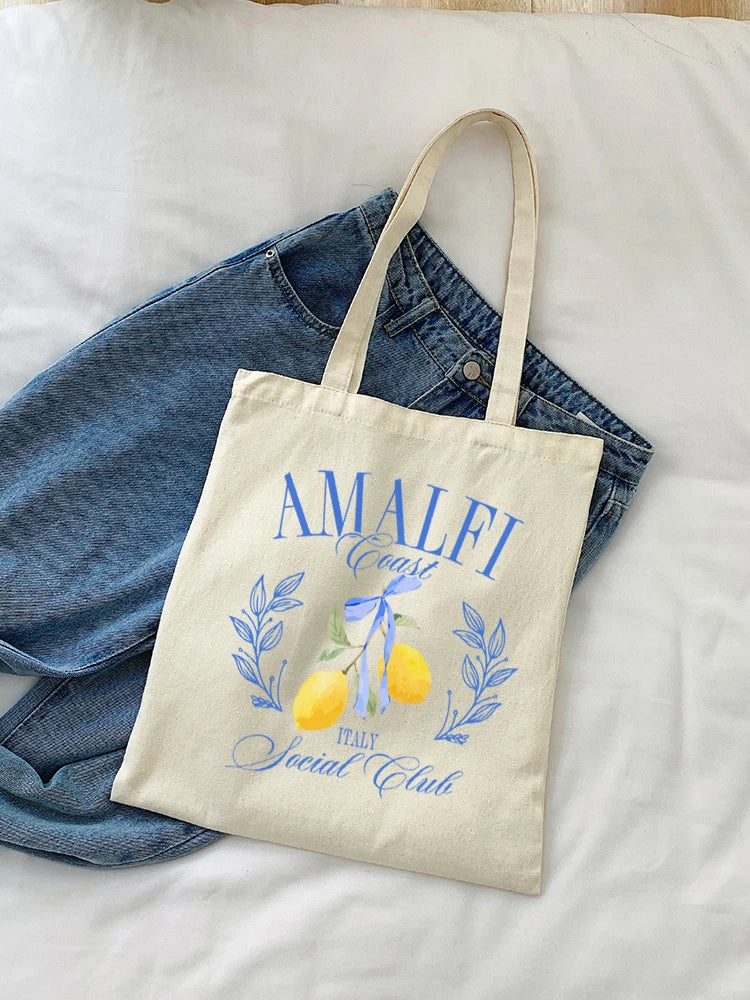 Sac fourre-tout femme en toile pliable, motifs d'Italie